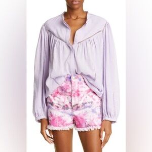 Isabel Marant Etoile Leonard Cotton Line Blouse Lilac NWT